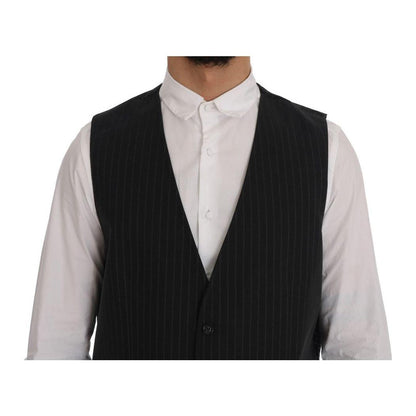 Dolce & Gabbana Gray STAFF Cotton Striped Vest Dolce & Gabbana
