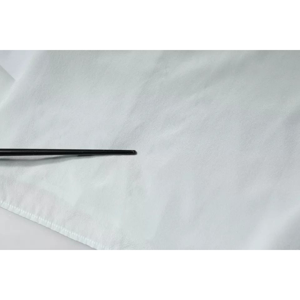 Ballantyne Light Blue Silk Ascot Collared Long Sleeves Top