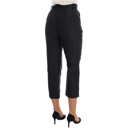 Dolce & Gabbana Black Floral Brocade Capri Pants