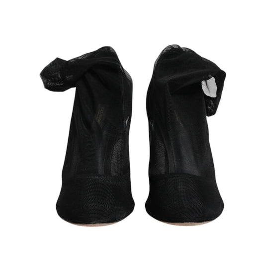 Dolce & Gabbana Black Nylon Mesh Sock Style Boots Shoes