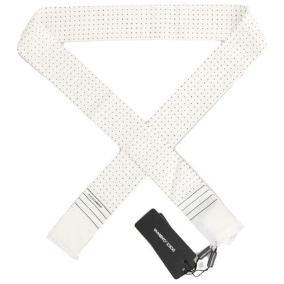 Dolce & Gabbana White Polka Dotted Silk Skinny Scarf Dolce & Gabbana