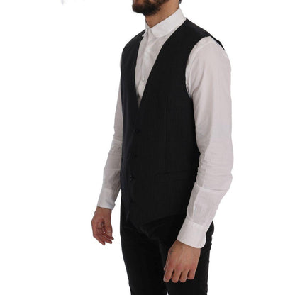 Dolce & Gabbana Gray Wool Stretch Vest Dolce & Gabbana