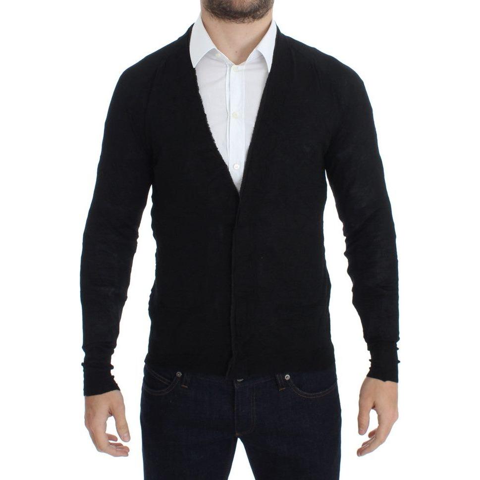 Costume National Black Fine Wool Button Cardigan Costume National