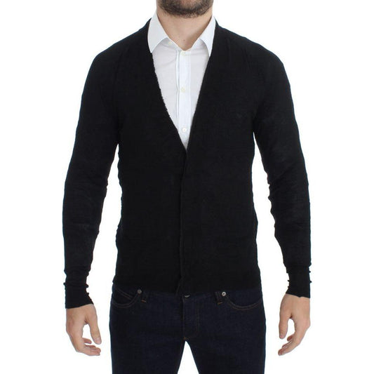 Costume National Black Fine Wool Button Cardigan Costume National