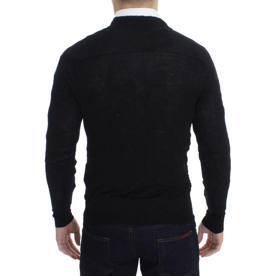 Costume National Black Fine Wool Button Cardigan