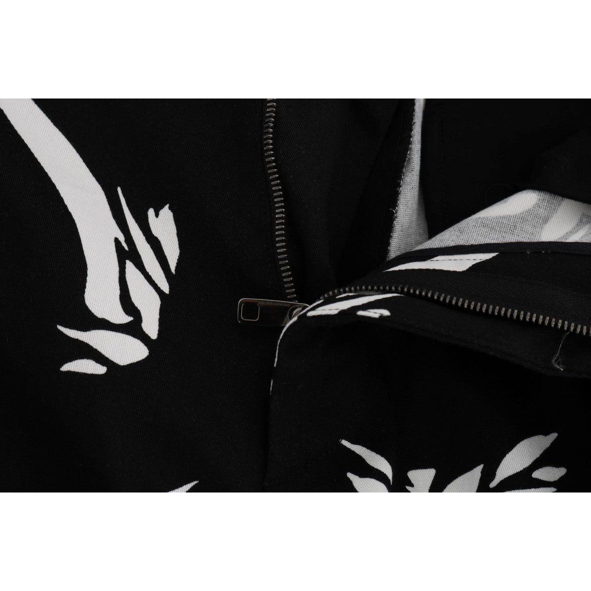 Dolce & Gabbana Black Tree Cotton Stretch Pants