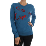 Dolce & Gabbana Blue Silk Love is Pullover Sweater TSH1749-1