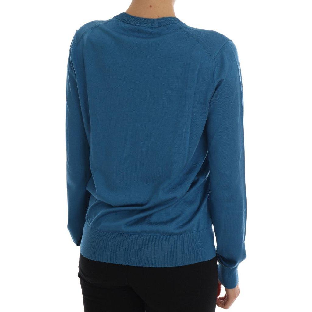 Dolce & Gabbana Blue Silk Love is Pullover Sweater TSH1749-1