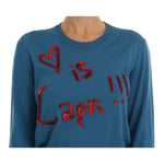 Dolce & Gabbana Blue Silk Love is Pullover Sweater TSH1749-1