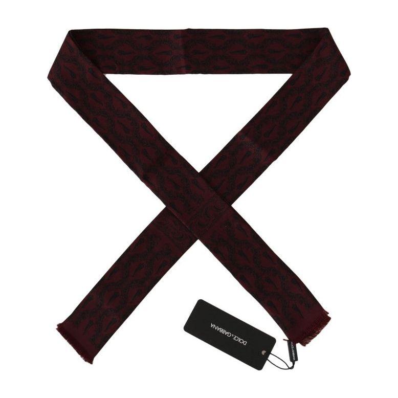 Dolce & Gabbana Bordeaux Silk Crown Chili Scarf Dolce & Gabbana