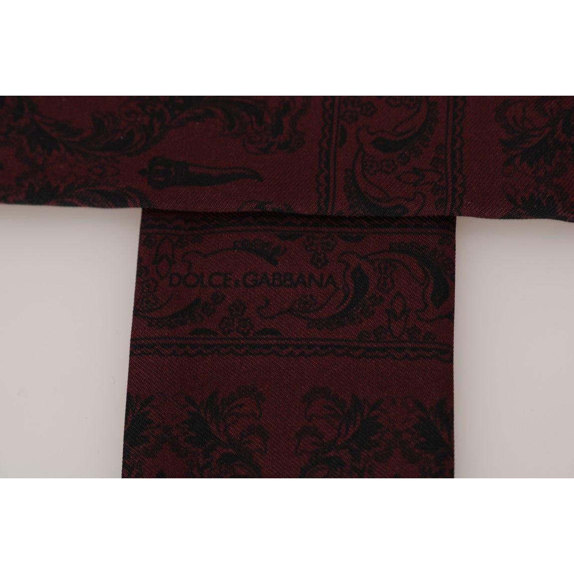 Dolce & Gabbana Bordeaux Silk Crown Chili Scarf Dolce & Gabbana
