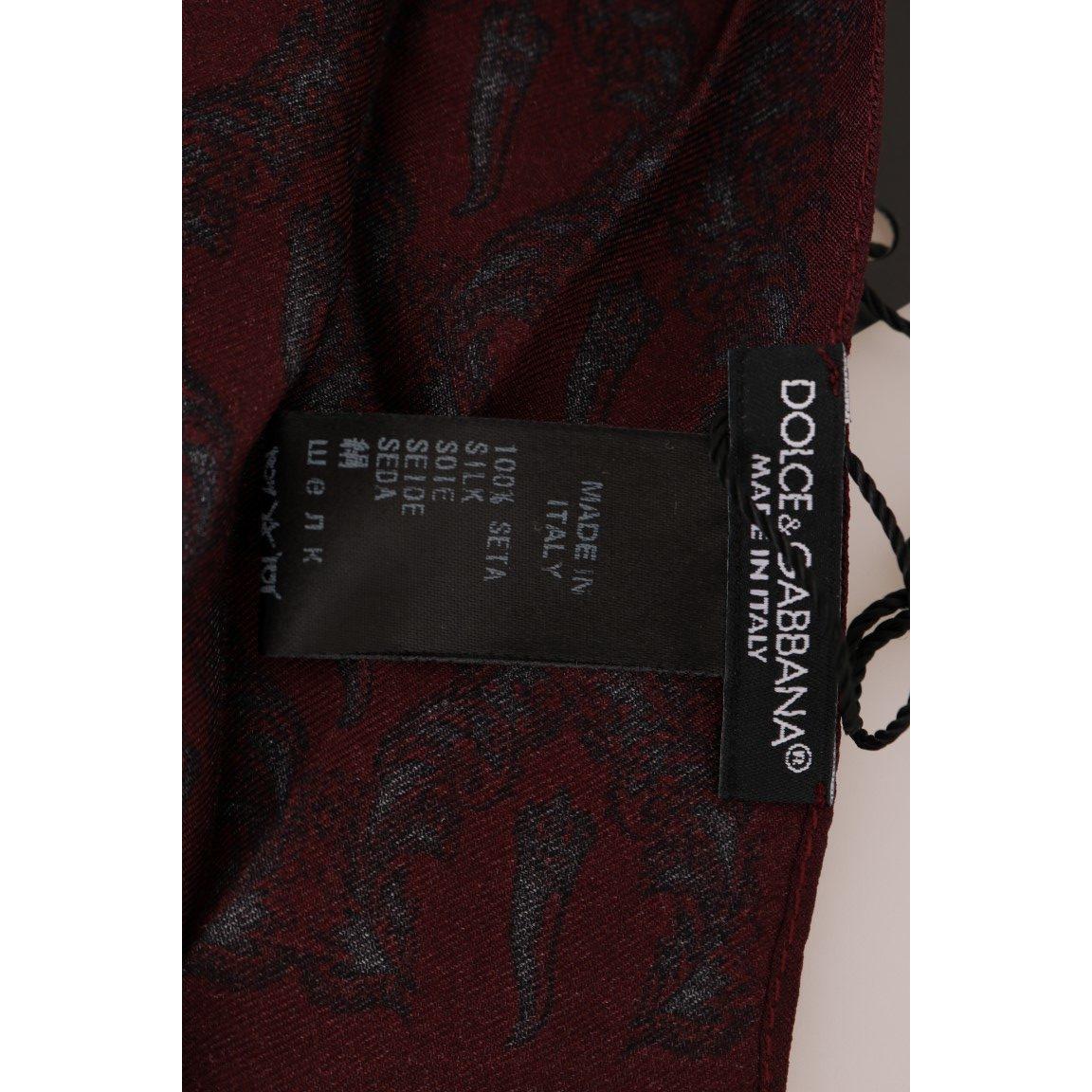 Dolce & Gabbana Bordeaux Silk Crown Chili Scarf Dolce & Gabbana