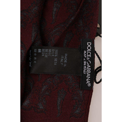 Dolce & Gabbana Bordeaux Silk Crown Chili Scarf Dolce & Gabbana