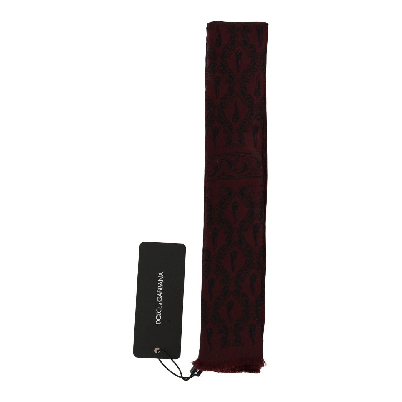 Dolce & Gabbana Bordeaux Silk Crown Chili Scarf Dolce & Gabbana