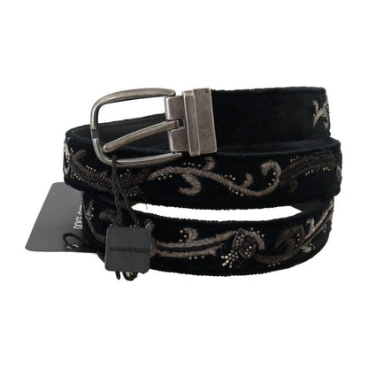 Dolce & Gabbana Black Cotton Royal Bee Embroidery Belt Dolce & Gabbana