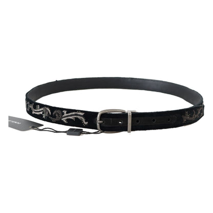 Dolce & Gabbana Black Cotton Royal Bee Embroidery Belt Dolce & Gabbana