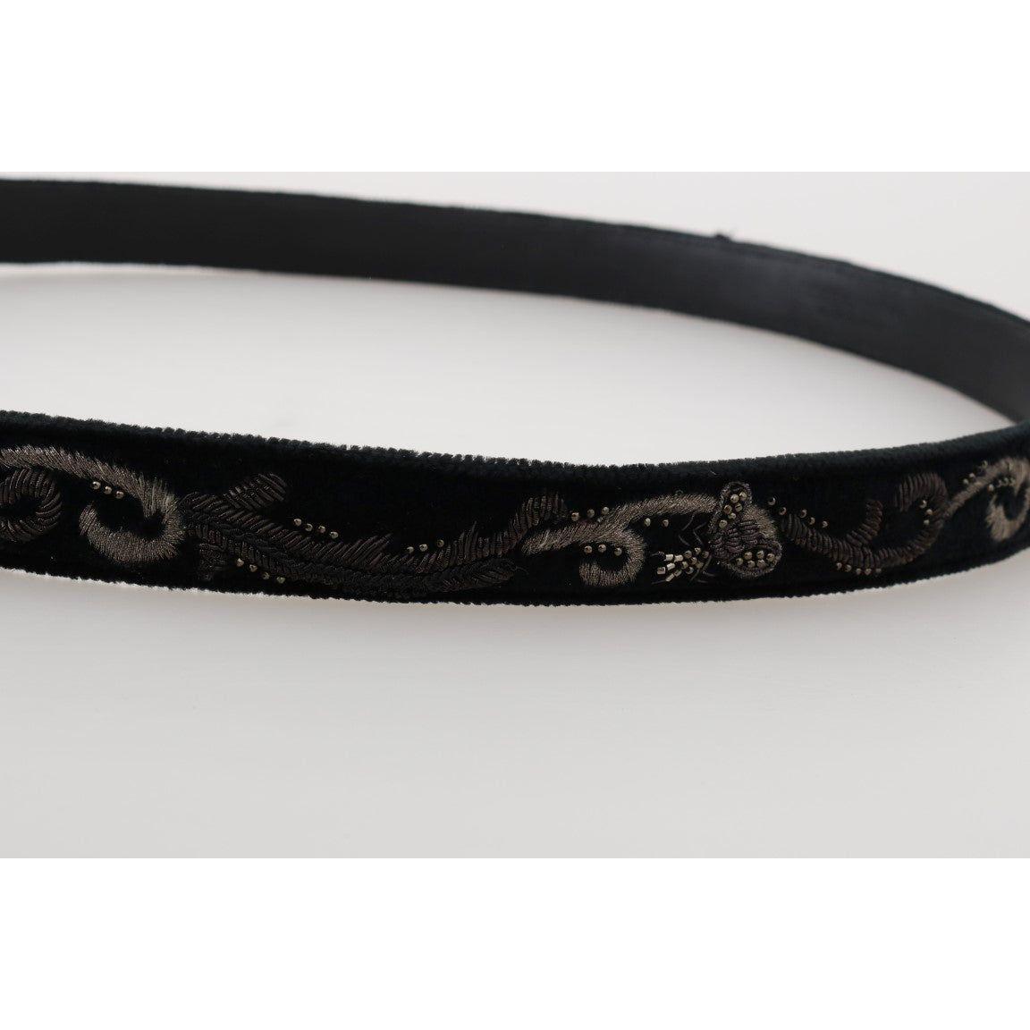 Dolce & Gabbana Black Cotton Royal Bee Embroidery Belt Dolce & Gabbana