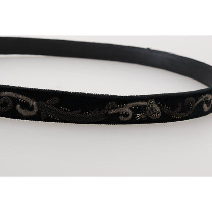Dolce & Gabbana Black Cotton Royal Bee Embroidery Belt Dolce & Gabbana