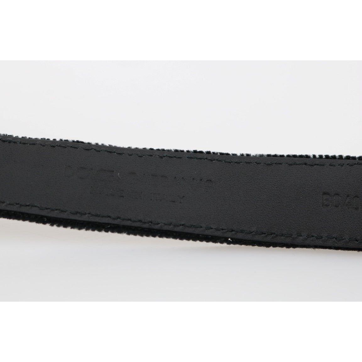 Dolce & Gabbana Black Cotton Royal Bee Embroidery Belt Dolce & Gabbana