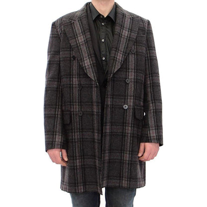 Dolce & Gabbana Gray Double Breasted Coat Jacket Dolce & Gabbana