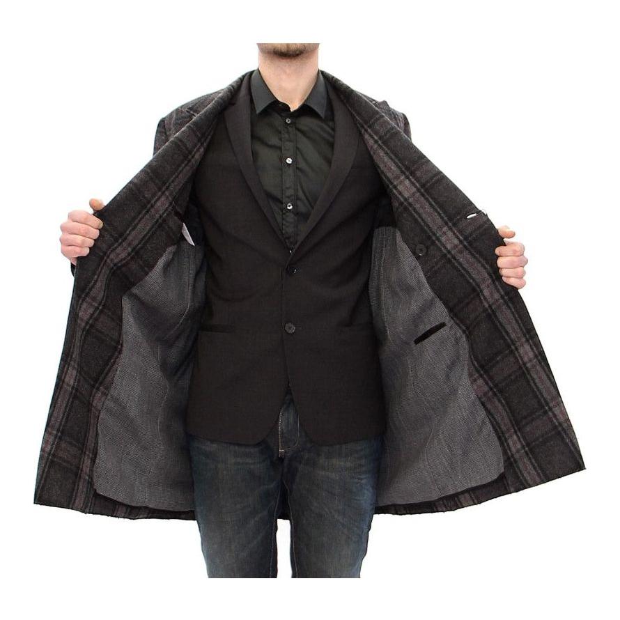 Dolce & Gabbana Gray Double Breasted Coat Jacket Dolce & Gabbana