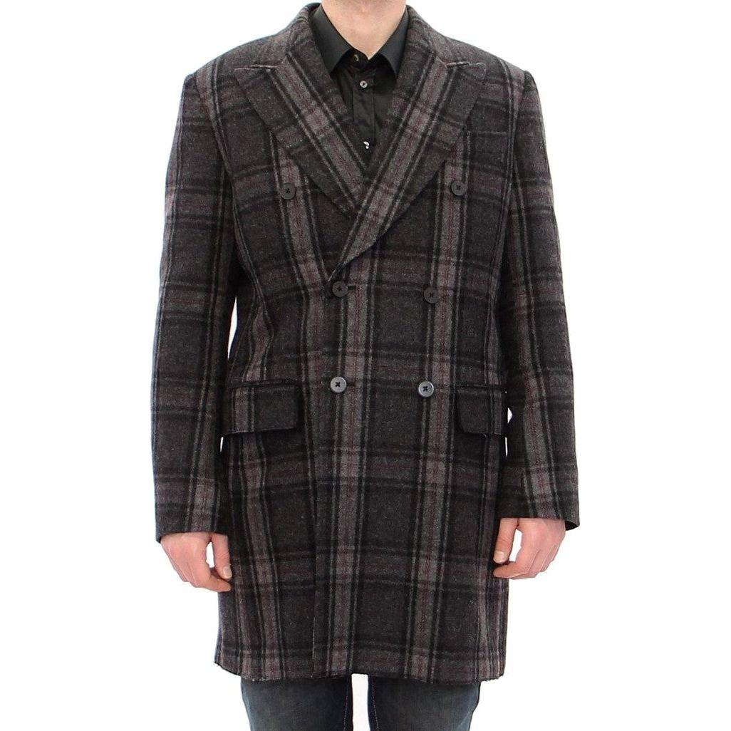 Dolce & Gabbana Gray Double Breasted Coat Jacket Dolce & Gabbana