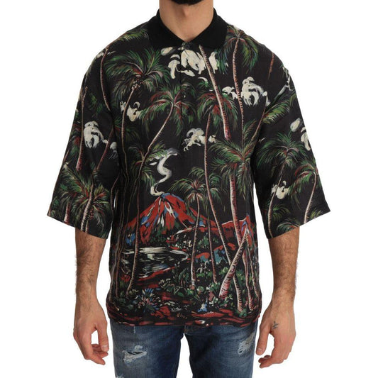 Dolce & Gabbana Black Volcano Sicily Short Sleeve T-Shirt Dolce & Gabbana