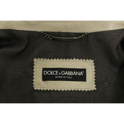 Dolce & Gabbana Beige Leather Jacket Biker Coat Dolce & Gabbana
