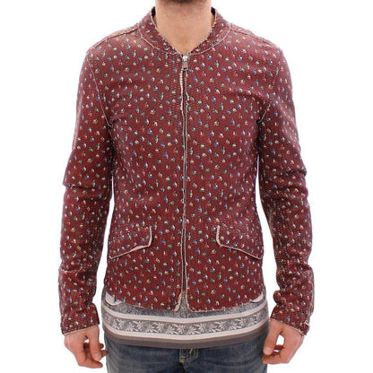 Dolce & Gabbana Bordeaux Leather Boxer Print Jacket Coat Dolce & Gabbana