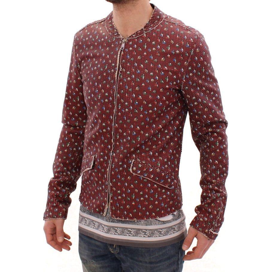 Dolce & Gabbana Bordeaux Leather Boxer Print Jacket Coat Dolce & Gabbana