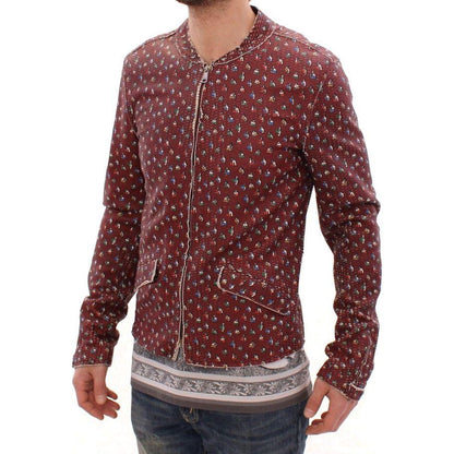 Dolce & Gabbana Bordeaux Leather Boxer Print Jacket Coat Dolce & Gabbana