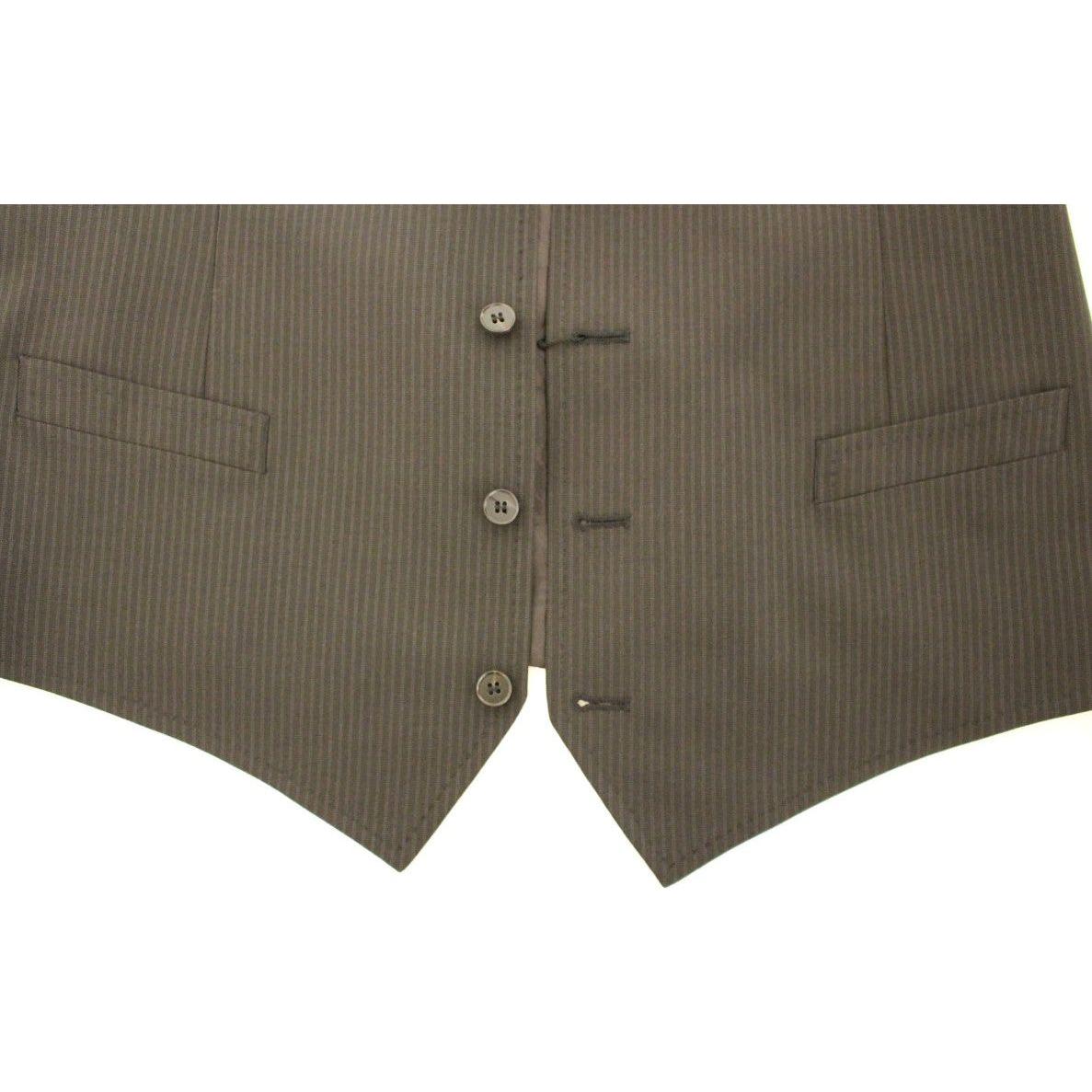 Dolce & Gabbana Brown Striped Stretch Dress Vest Dolce & Gabbana