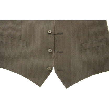 Dolce & Gabbana Brown Striped Stretch Dress Vest Dolce & Gabbana