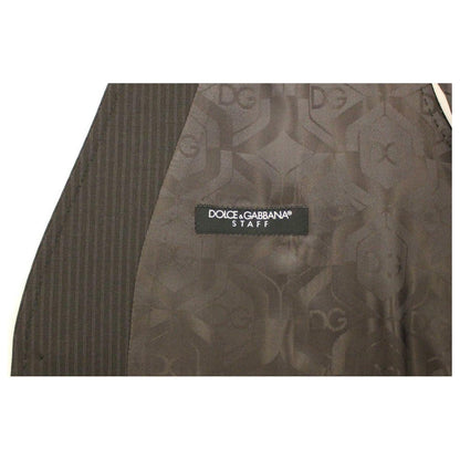 Dolce & Gabbana Brown Striped Stretch Dress Vest Dolce & Gabbana