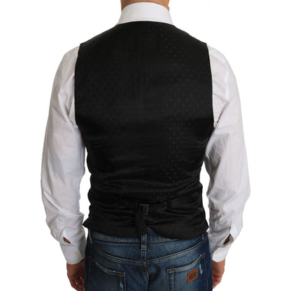 Dolce & Gabbana Black Wool Dress Waistcoat Dolce & Gabbana