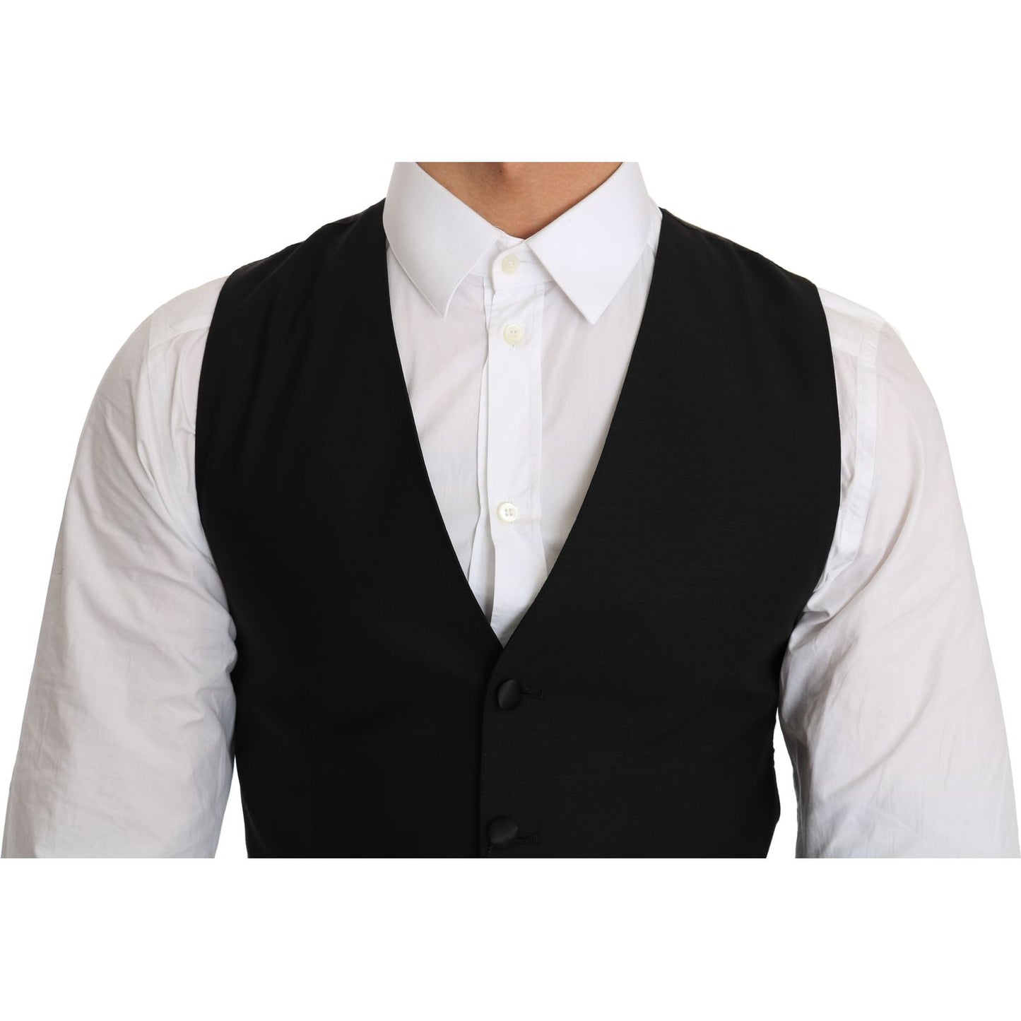 Dolce & Gabbana Black Wool Dress Waistcoat Dolce & Gabbana