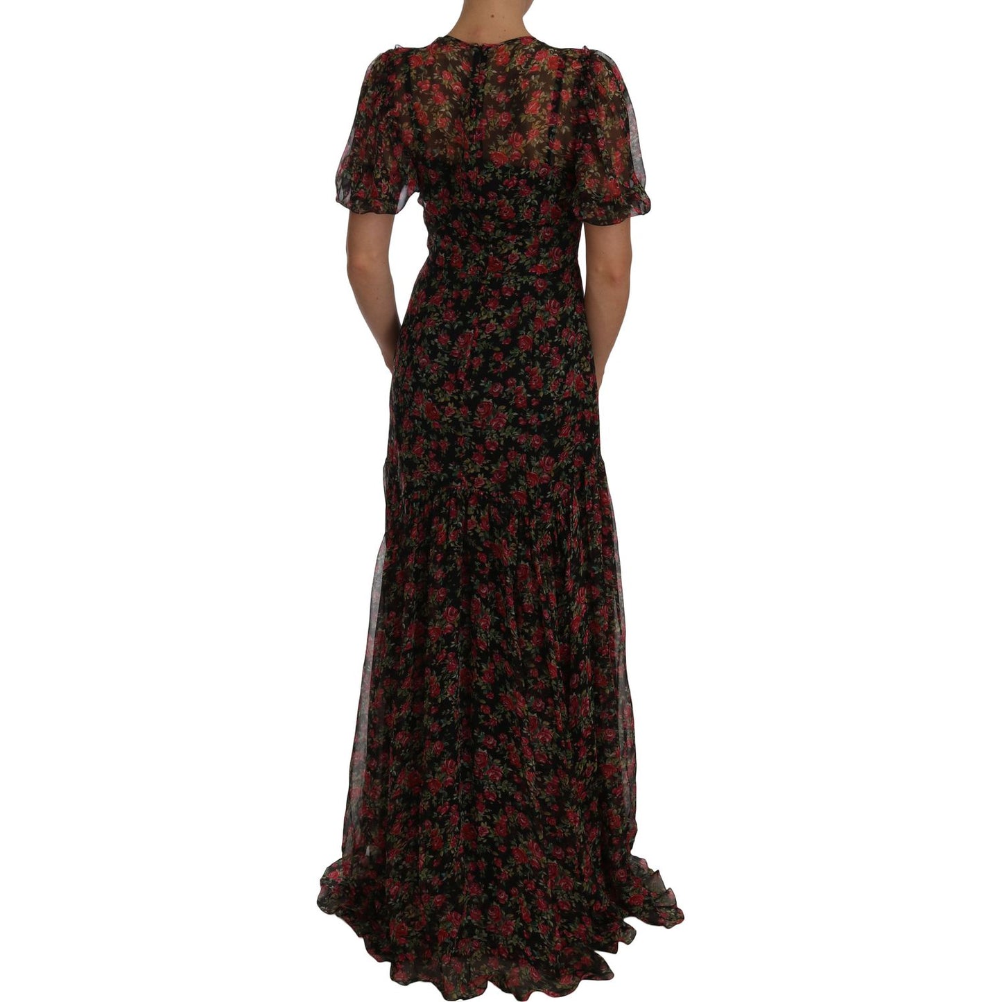 Dolce & Gabbana Black Floral Roses A-Line Shift Gown Dolce & Gabbana