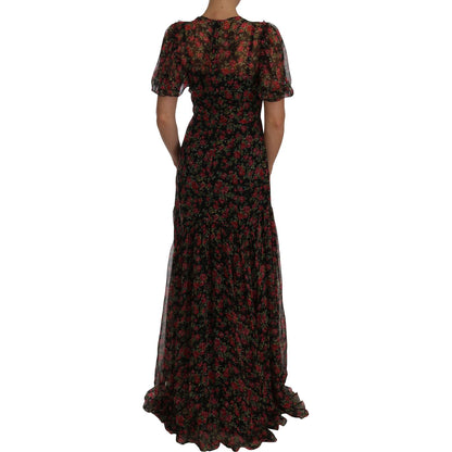 Dolce & Gabbana Black Floral Roses A-Line Shift Gown Dolce & Gabbana