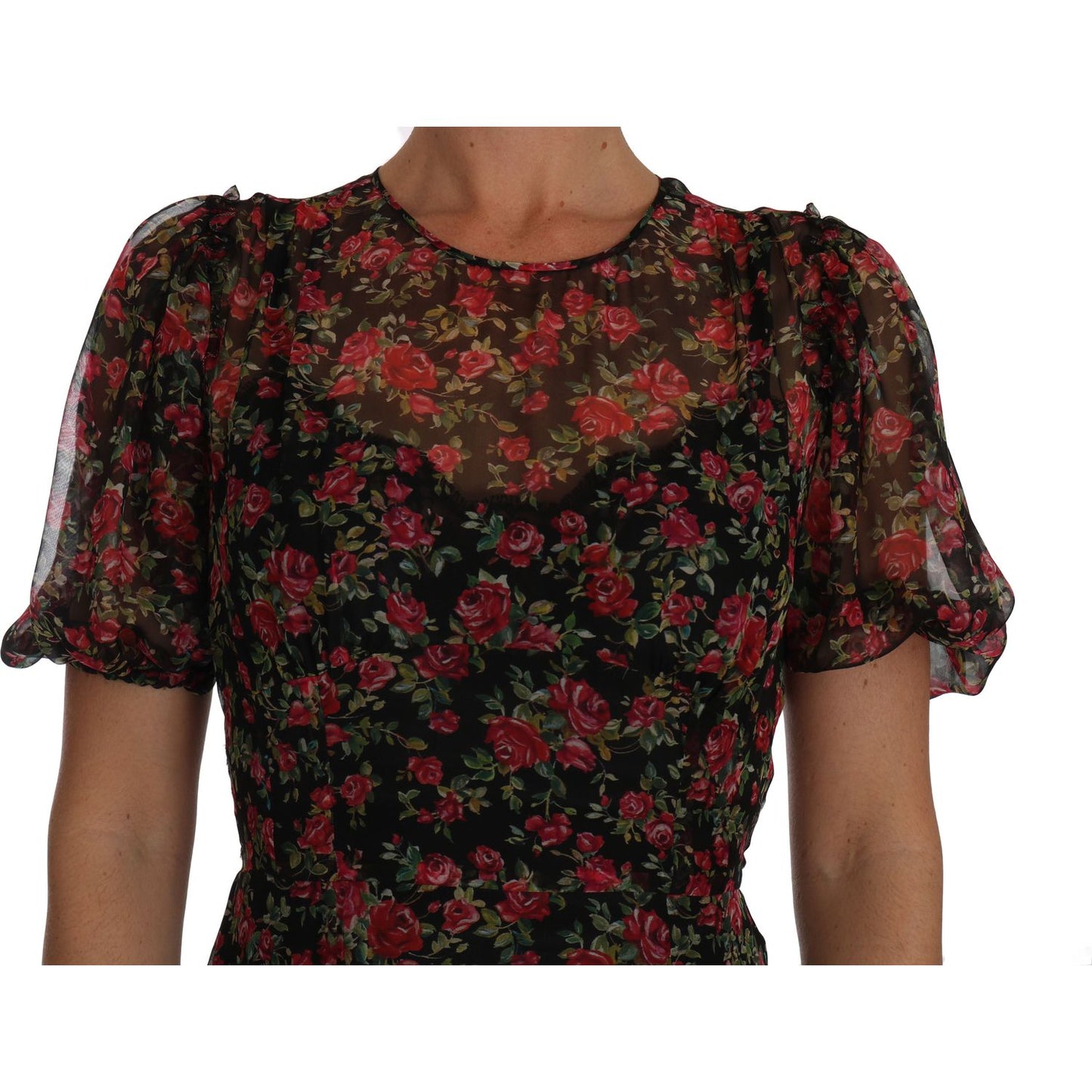 Dolce & Gabbana Black Floral Roses A-Line Shift Gown Dolce & Gabbana