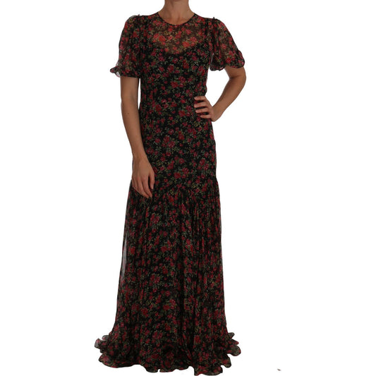 Dolce & Gabbana Black Floral Roses A-Line Shift Gown Dolce & Gabbana