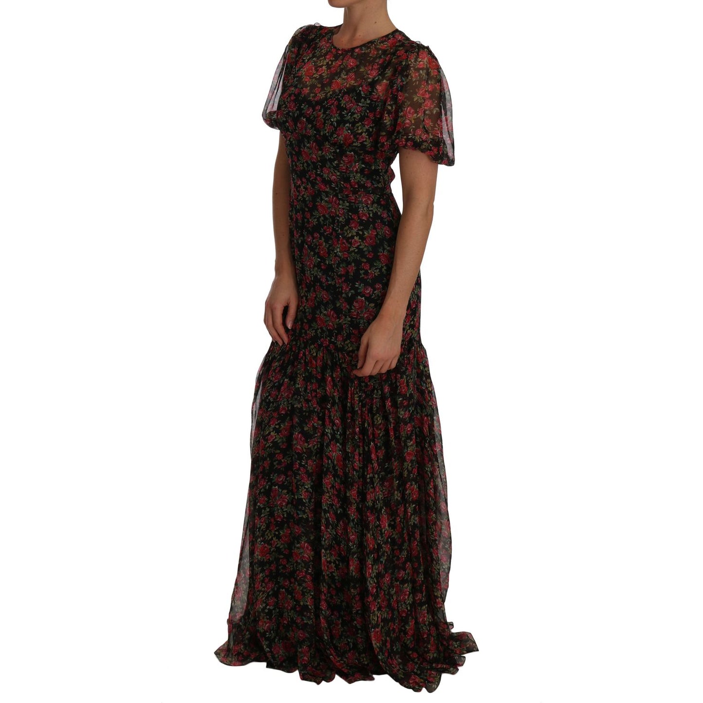 Dolce & Gabbana Black Floral Roses A-Line Shift Gown Dolce & Gabbana
