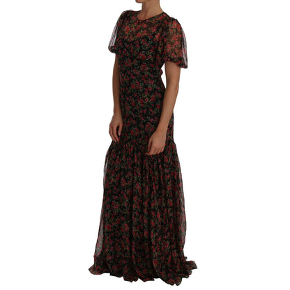 Dolce & Gabbana Black Floral Roses A-Line Shift Gown Dolce & Gabbana
