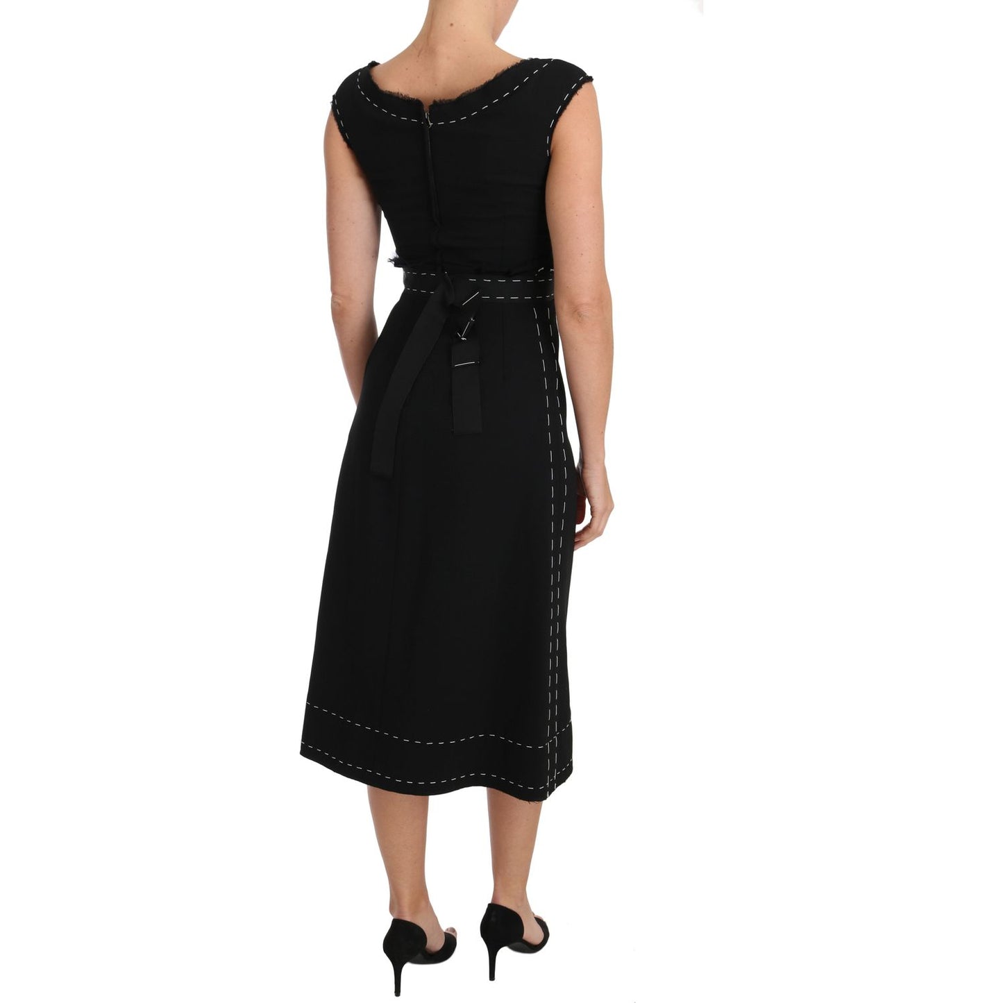 Dolce & Gabbana Black Wool Stretch A-line Sheath Dress Dolce & Gabbana