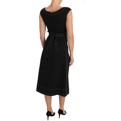 Dolce & Gabbana Black Wool Stretch A-line Sheath Dress Dolce & Gabbana