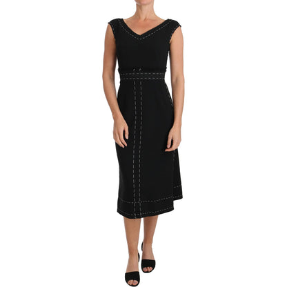 Dolce & Gabbana Black Wool Stretch A-line Sheath Dress Dolce & Gabbana