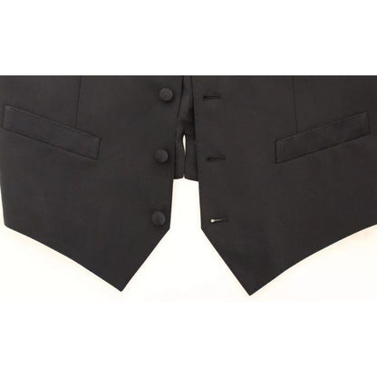 Dolce & Gabbana Black Wool Silk Dress Gilet Jacket Vest