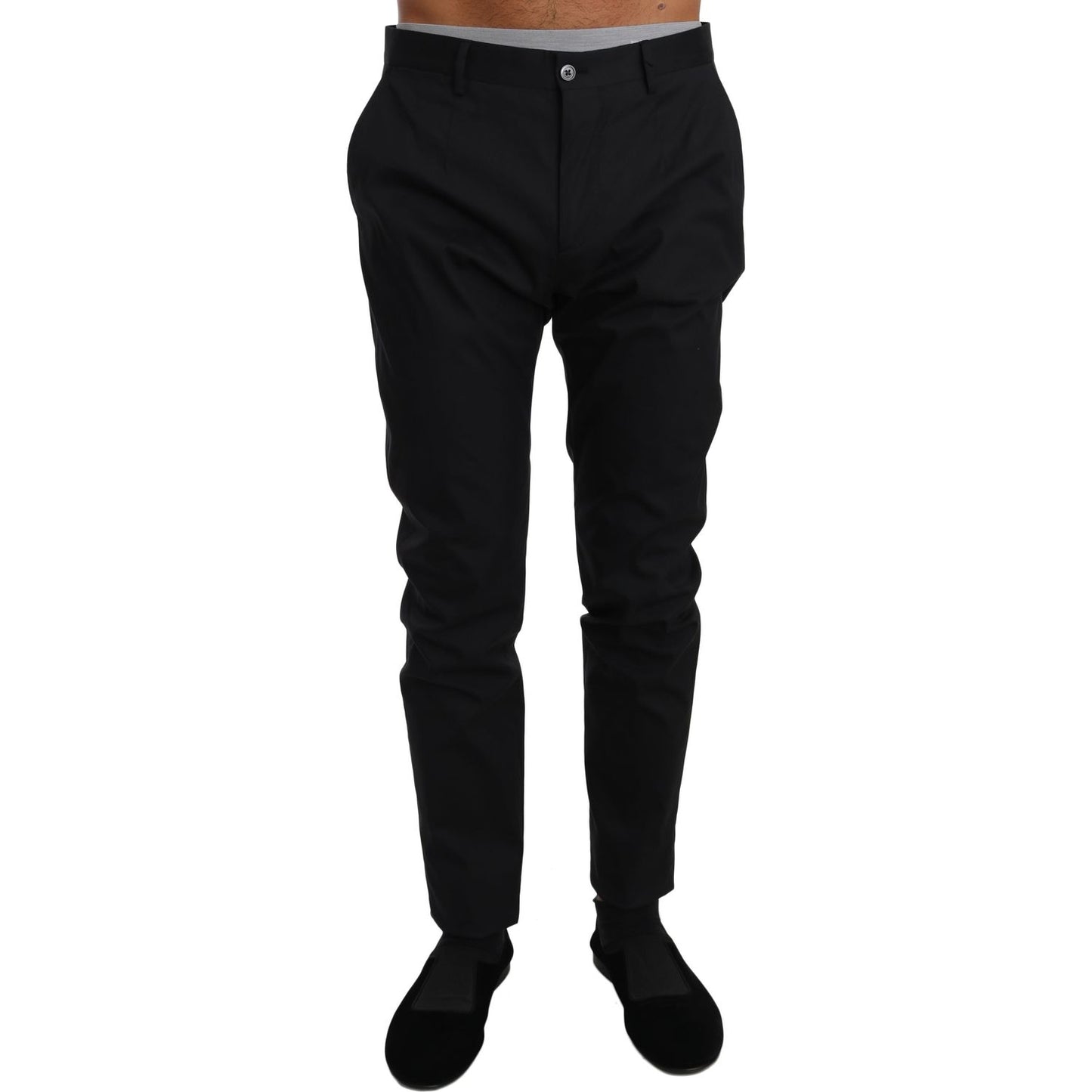 Dolce & Gabbana Black Cotton Stretch Formal Trousers Pants Dolce & Gabbana