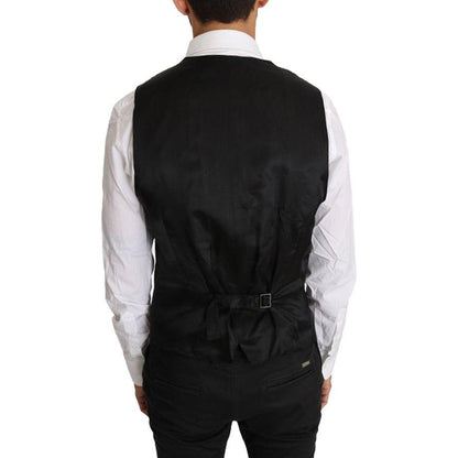 Dolce & Gabbana Gray Solid 100% Wool Waistcoat Vest Dolce & Gabbana