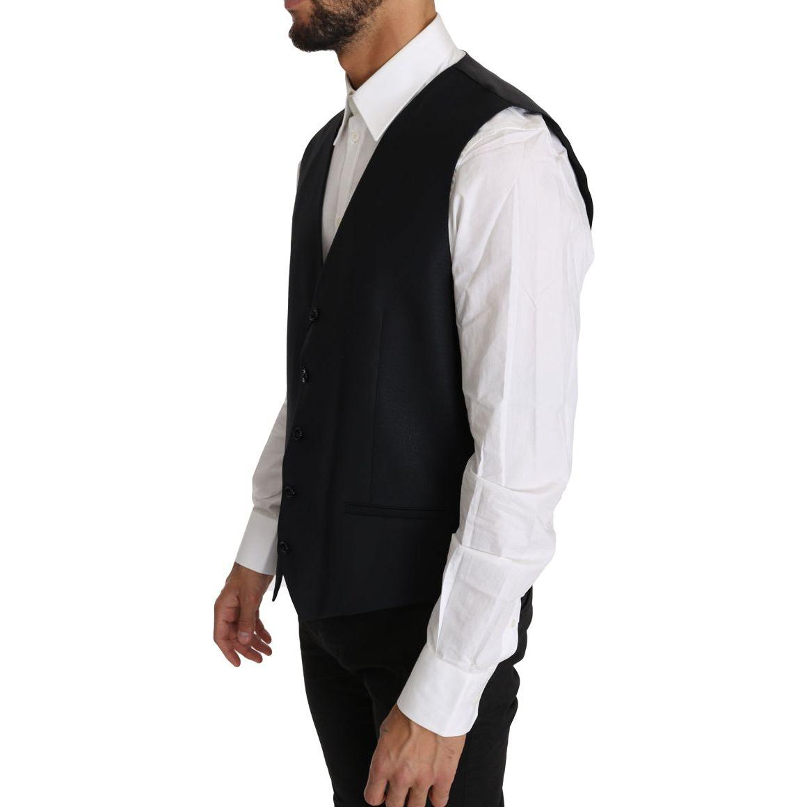 Dolce & Gabbana Gray Wool Silk Waistcoat Vest Dolce & Gabbana
