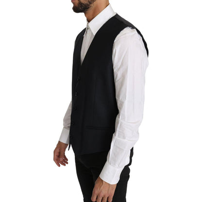Dolce & Gabbana Gray Wool Silk Waistcoat Vest Dolce & Gabbana